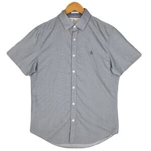 ORIGINAL PENGUIN MEN’S HERITAGE SLIM‑FIT SHORT-SLEEVE BUTTON‑UP SHIRT – SIZE S